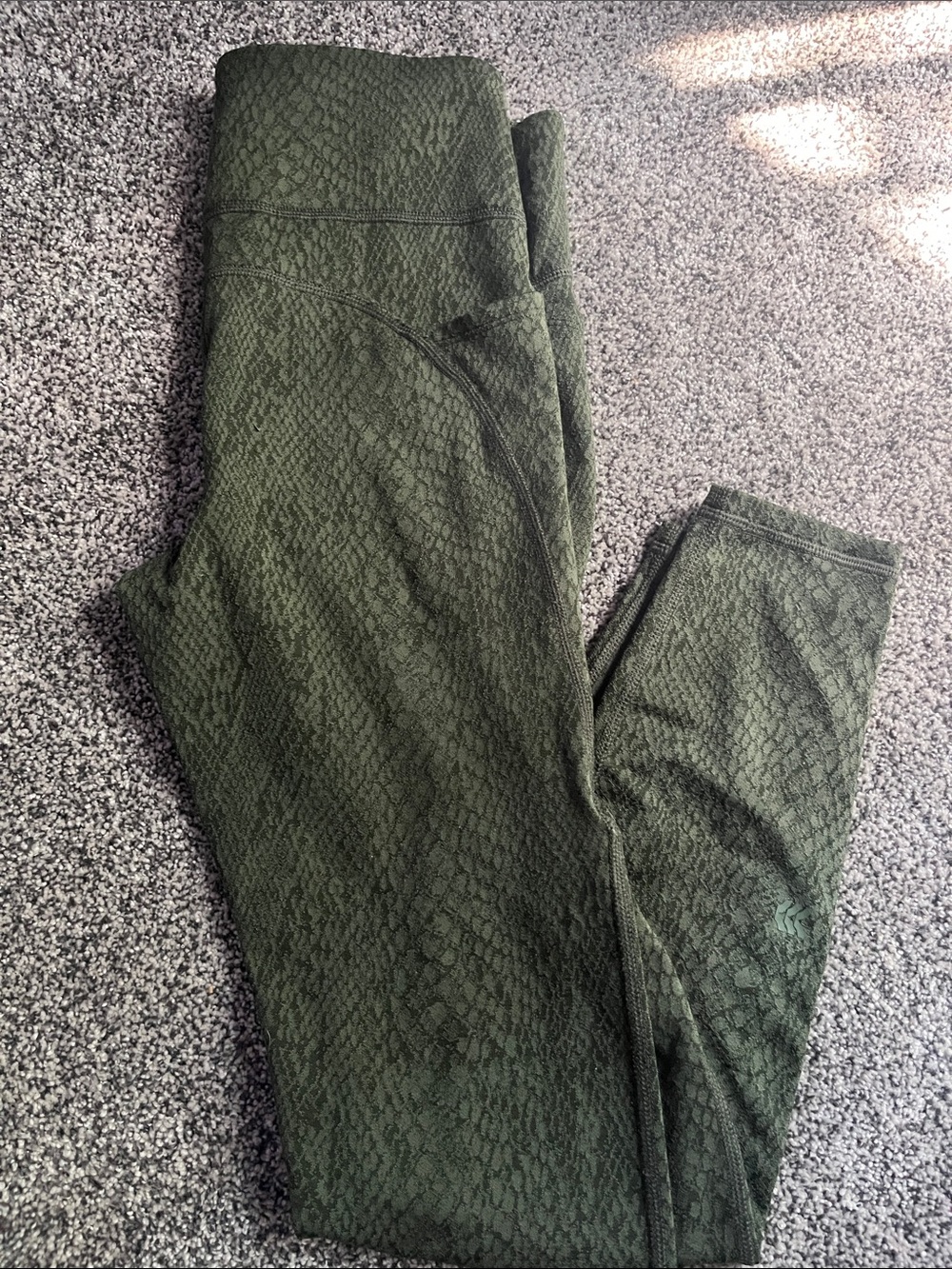 Olive Green Snake Skin textured Leggings